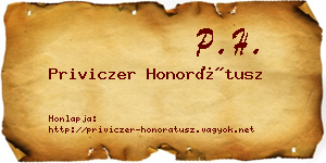Priviczer Honorátusz névjegykártya